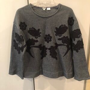 J. Crew Bell Sleeve Sweater with Embroidered Flowers - Size Small